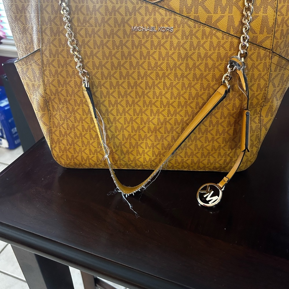 Michael Kors Yellow Shoulder Bag with Chain Straps
